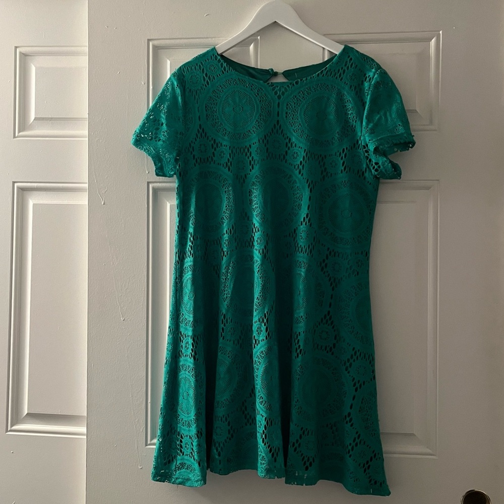 Green crochet tshirt style dress